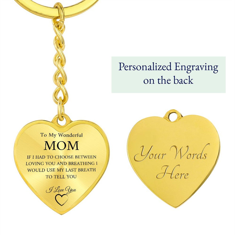 Wonderful Mom | Graphic Heart Keychain