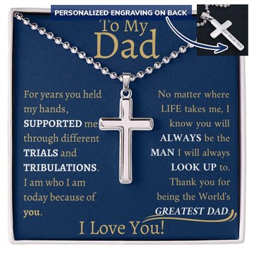 Dad | Greatest Dad (Personalized Cross Necklace)