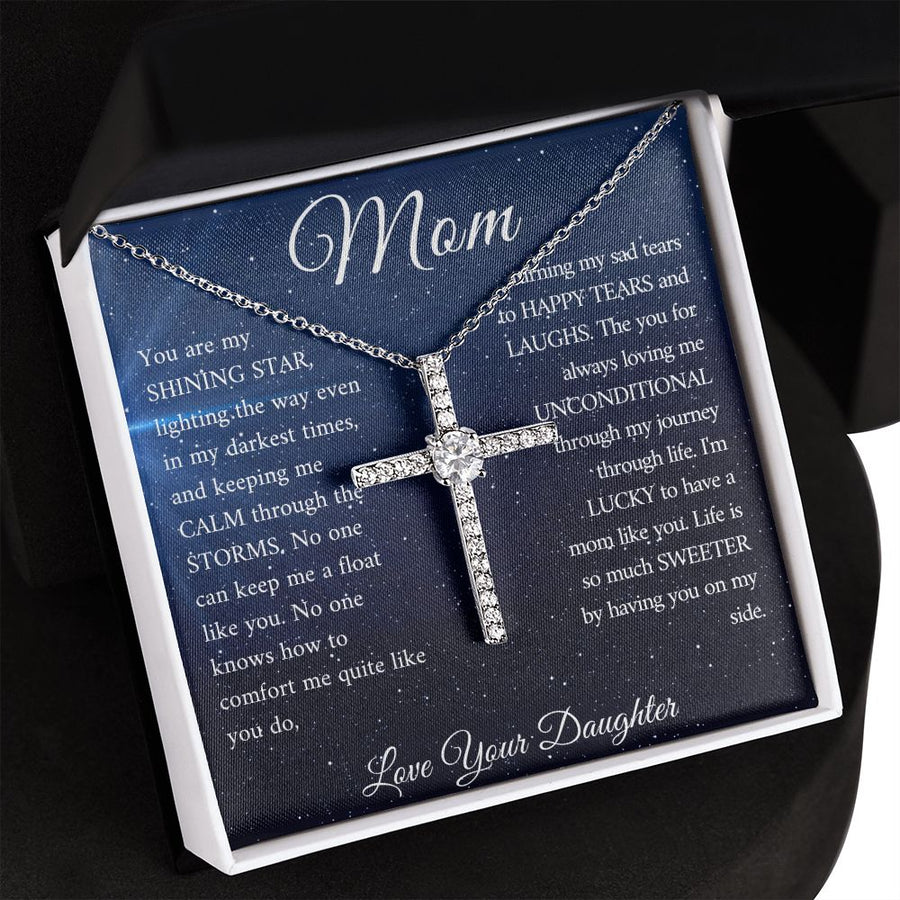 Mom | Shining Star (CZ Cross necklace)