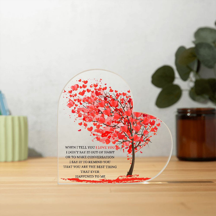 I Love You | Printed Heart Shaped Acrylic Plaque