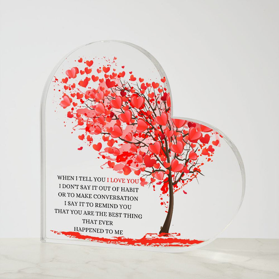 I Love You | Printed Heart Shaped Acrylic Plaque