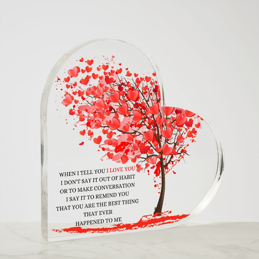 I Love You | Printed Heart Shaped Acrylic Plaque