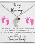 Mommy | From Your Tummy Pink (Custom Baby Feet Necklace)