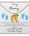 Mommy | From Your Tummy Blue (Custom Baby Feet Necklace)