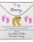 Mommy | From Your Tummy Pink (Custom Baby Feet Necklace)